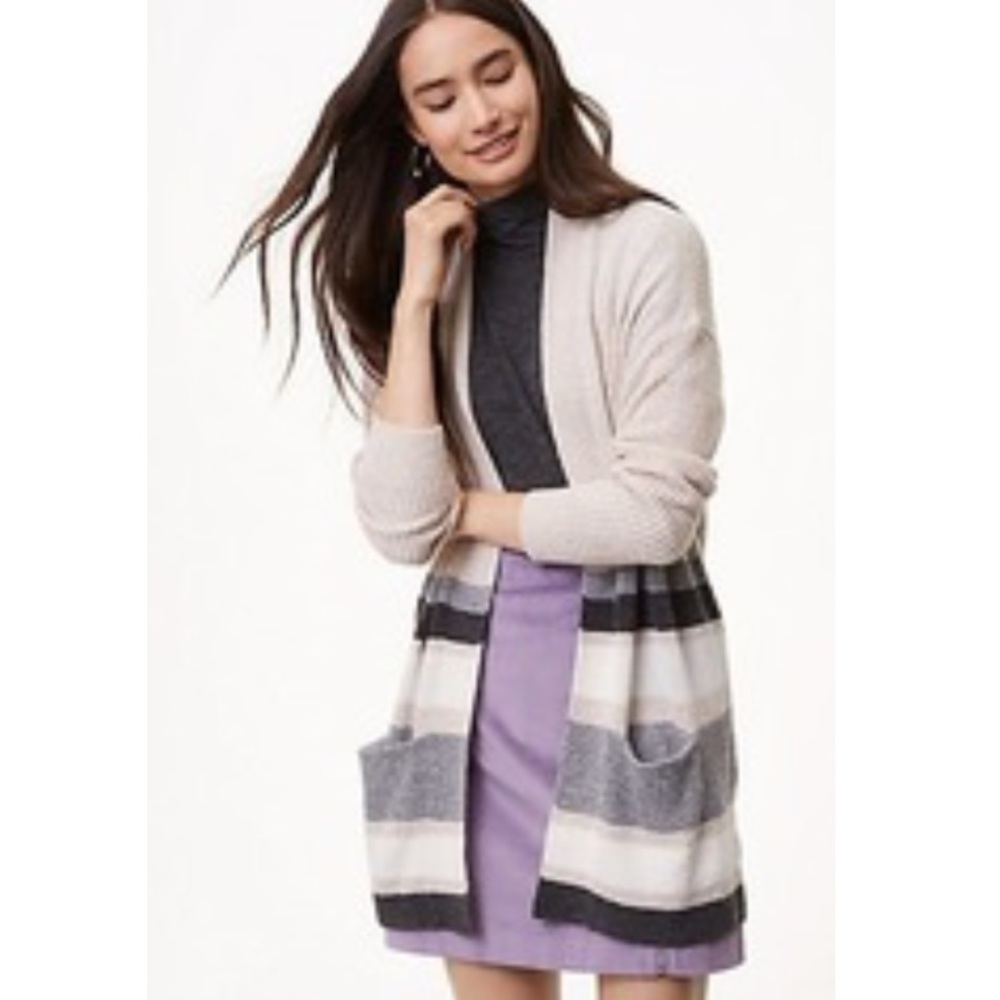 NWT • Loft • Striped pocket open cardigan